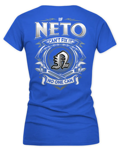 NETO AP81-K4-626 - Personalized Ahmed Quote Apparel “If Ahmed Can't Fix It, No One Can” - Women's V-Neck T-Shirt - Royal