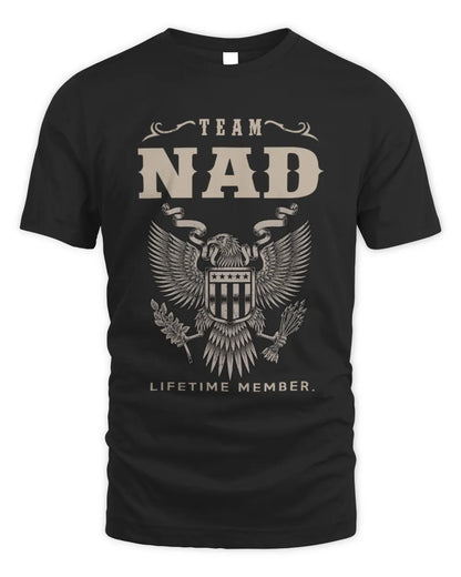 NAD TP06-K82 – Personalized Classic Style Apparel “Team NAME Lifetime Member” - Unisex Standard T-Shirt - Black