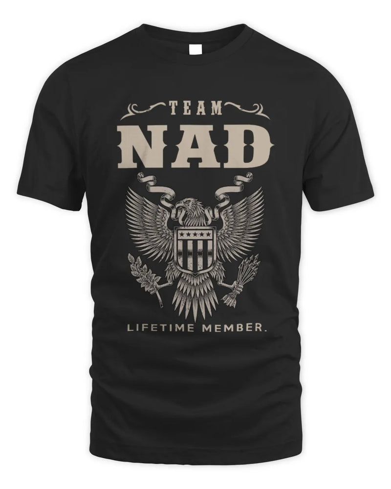 NAD TP06-K82 – Personalized Classic Style Apparel “Team NAME Lifetime Member” - Unisex Standard T-Shirt - Black