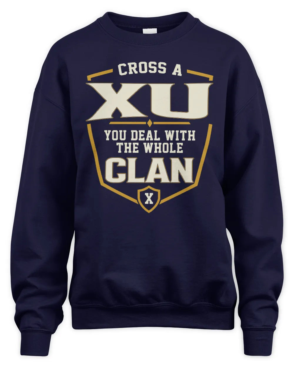 XU NT1-K008 Cross A/An NAME, You Deal With the Whole Clan | Personalized Vintage T-Shirt - Unisex Sweatshirt - Navy