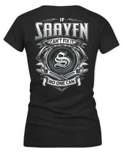 SAAYFN AP81-K4-626 - Personalized Ahmed Quote Apparel “If Ahmed Can't Fix It, No One Can” - Women's V-Neck T-Shirt - Black