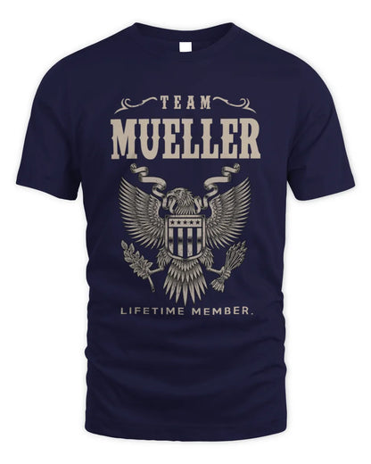 MUELLER TP06-K82 – Personalized Classic Style Apparel “Team NAME Lifetime Member” - Unisex Standard T-Shirt - Navy