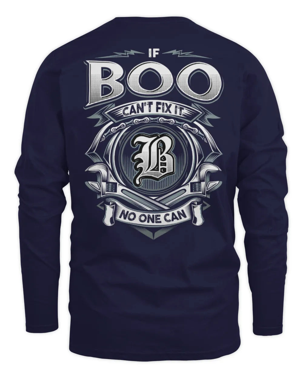 BOO AP81-K4-626 - Personalized Ahmed Quote Apparel “If Ahmed Can't Fix It, No One Can” - Men's Long Sleeved T-Shirt - Navy