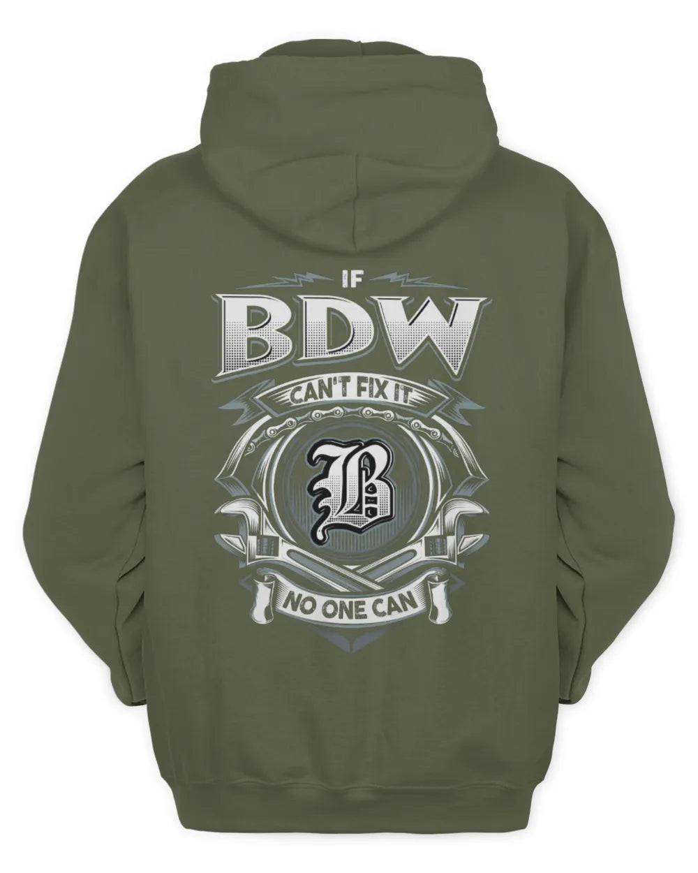 BDW AP81-K4-626 - Personalized Ahmed Quote Apparel “If Ahmed Can't Fix It, No One Can” - Unisex Hoodie - Military Green