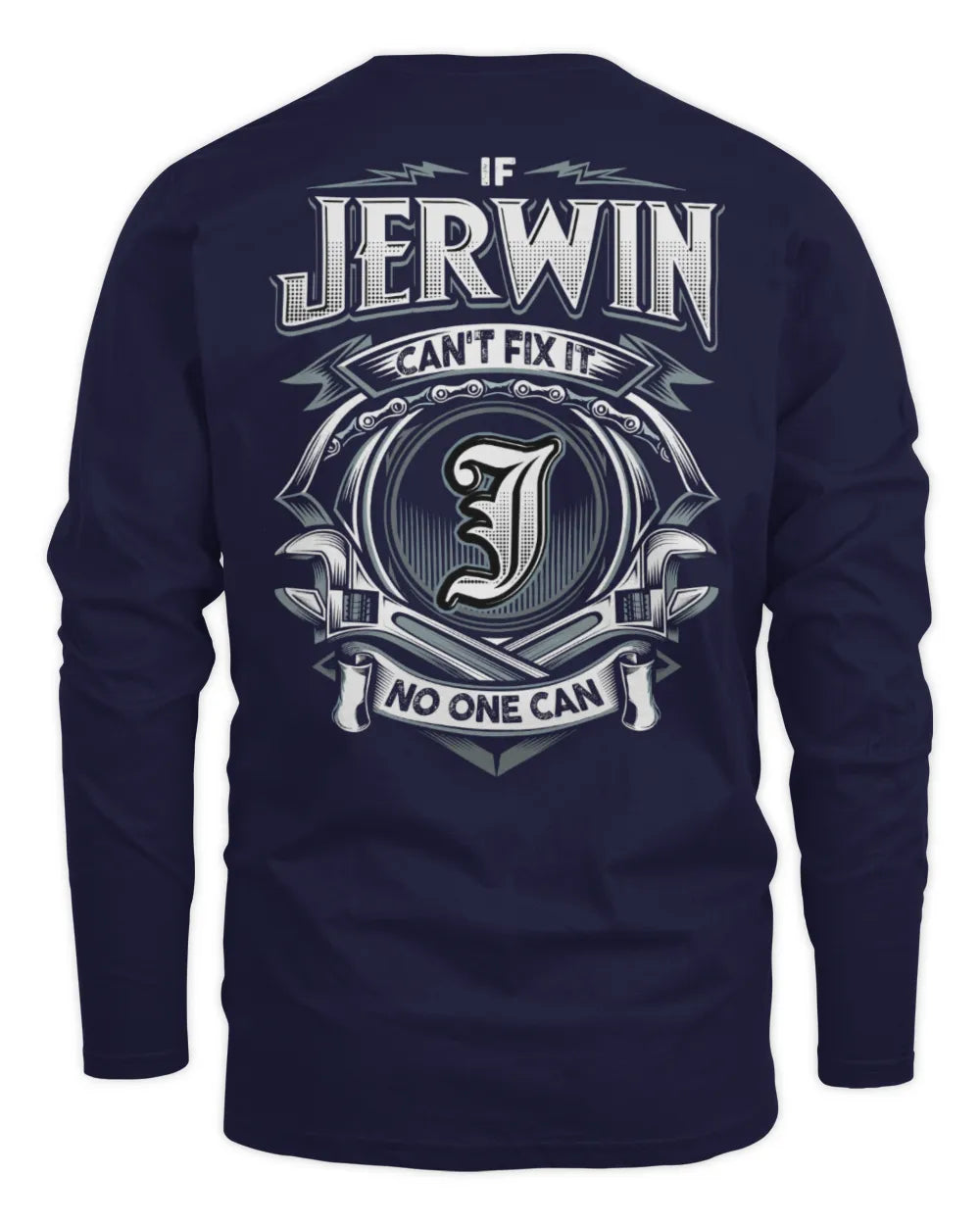 JERWIN AP81-K4-626 - Personalized Ahmed Quote Apparel “If Ahmed Can't Fix It, No One Can” - Men's Long Sleeved T-Shirt - Navy
