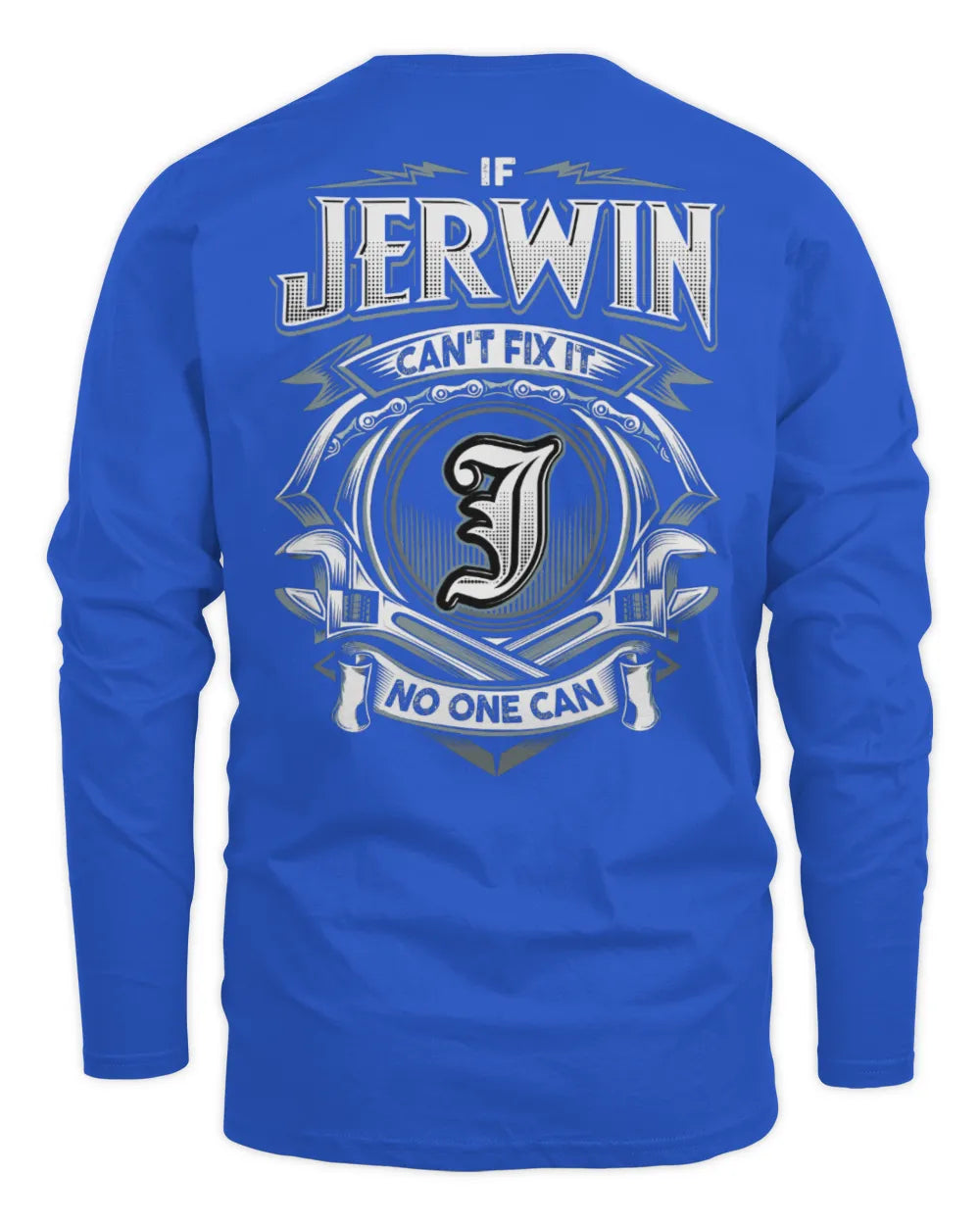 JERWIN AP81-K4-626 - Personalized Ahmed Quote Apparel “If Ahmed Can't Fix It, No One Can” - Men's Long Sleeved T-Shirt - Royal