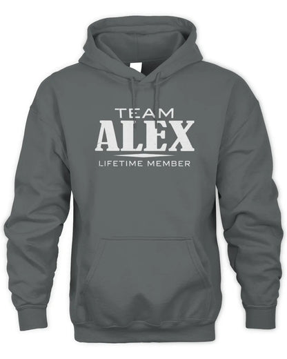 ALEX BL62-K4-128 - Personalized “Team NAME Lifetime Member” - Unisex Hoodie - Charcoal