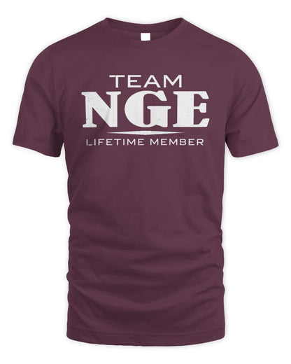 NGE BL62-K4-128 - Personalized “Team NAME Lifetime Member” - Unisex Standard T-Shirt - Maroon