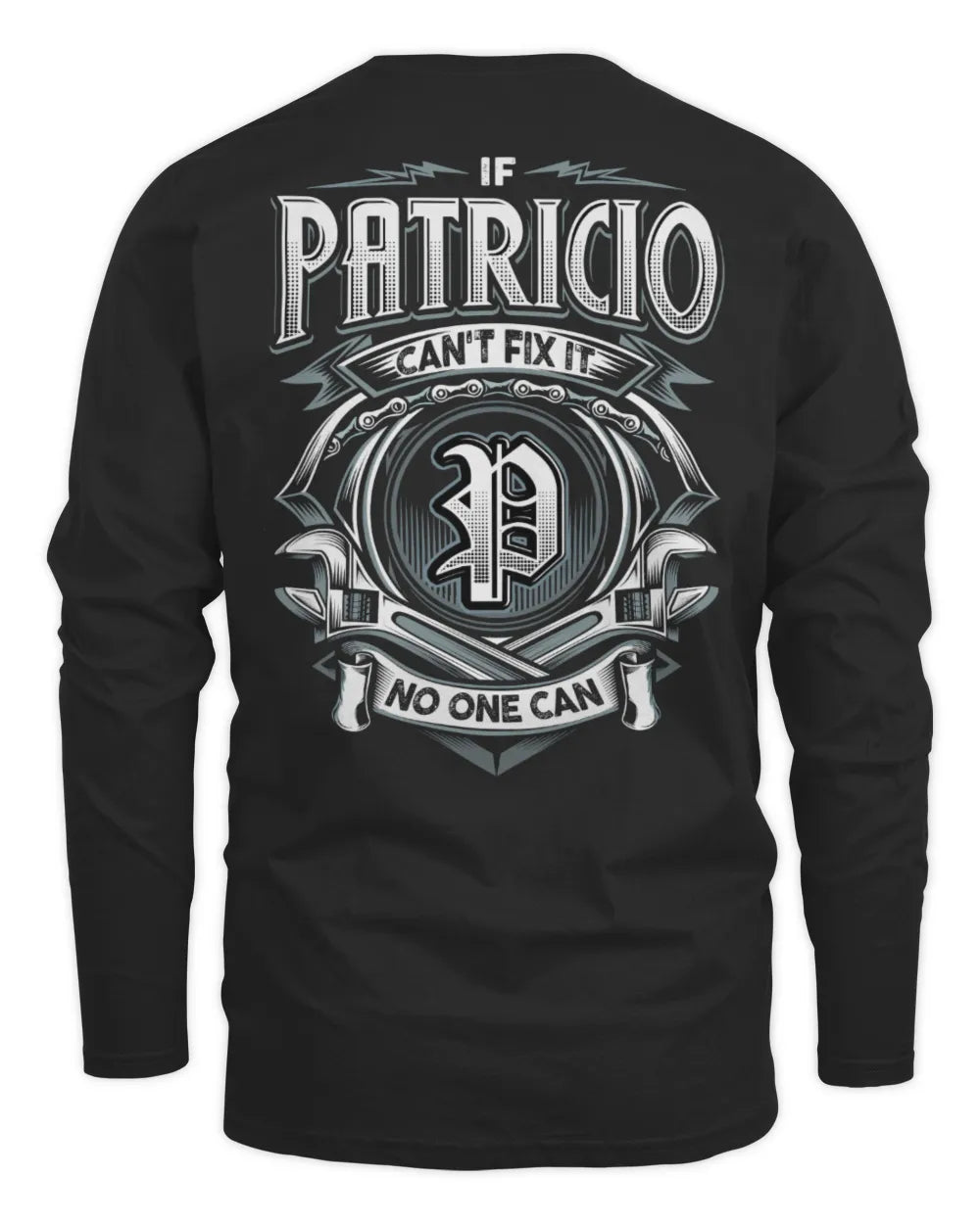 PATRICIO AP81-K4-626 - Personalized Ahmed Quote Apparel “If Ahmed Can't Fix It, No One Can” - Men's Long Sleeved T-Shirt - Black