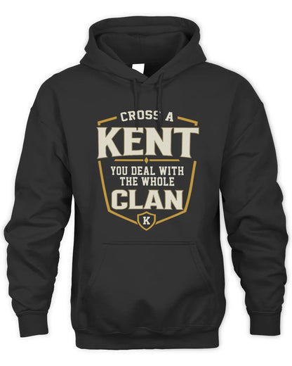 KENT NT1-K008 Cross A/An NAME, You Deal With the Whole Clan | Personalized Vintage T-Shirt - Unisex Hoodie - Black