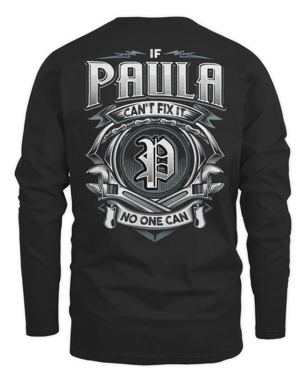 PAULA AP81-K4-626 - Personalized Ahmed Quote Apparel “If Ahmed Can't Fix It, No One Can” - Men's Long Sleeved T-Shirt - Black