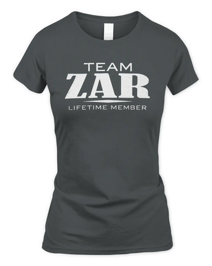 ZAR BL62-K4-128 - Personalized “Team NAME Lifetime Member” - Women's Standard T-Shirt - Charcoal