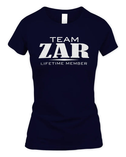 ZAR BL62-K4-128 - Personalized “Team NAME Lifetime Member” - Women's Standard T-Shirt - Navy