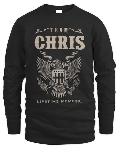 CHRIS TP06-K82 – Personalized Classic Style Apparel “Team NAME Lifetime Member” - Men's Long Sleeved T-Shirt - Black