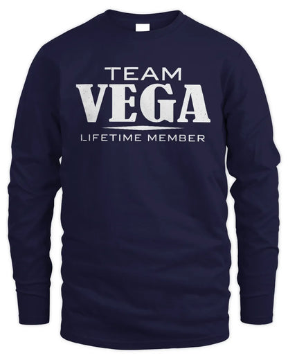 VEGA BL62-K4-128 - Personalized “Team NAME Lifetime Member” - Men's Long Sleeved T-Shirt - Navy