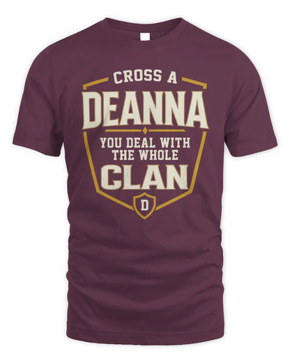 DEANNA NT1-K008 Cross A/An NAME, You Deal With the Whole Clan | Personalized Vintage T-Shirt - Unisex Standard T-Shirt - Maroon