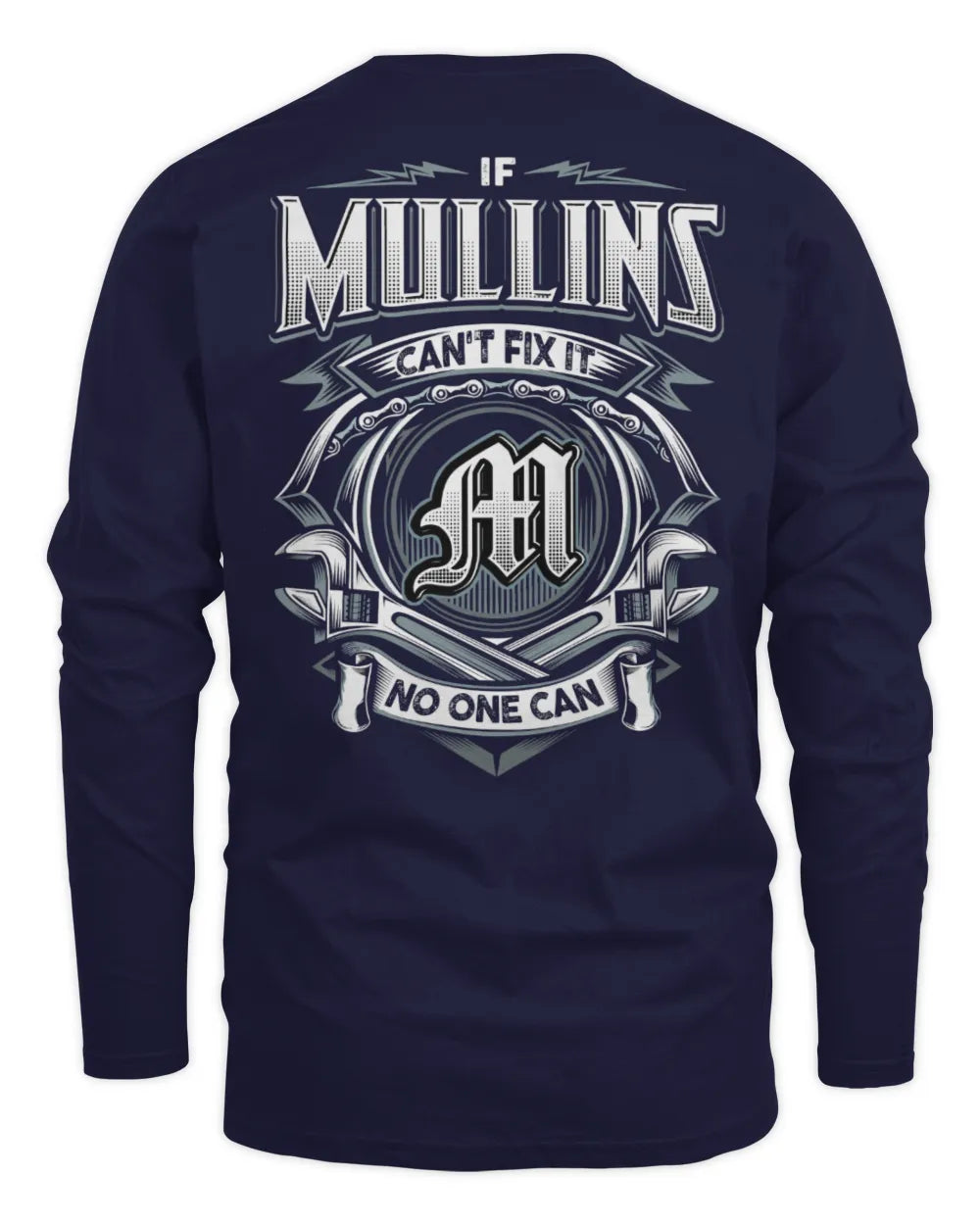 MULLINS AP81-K4-626 - Personalized Ahmed Quote Apparel “If Ahmed Can't Fix It, No One Can” - Men's Long Sleeved T-Shirt - Navy