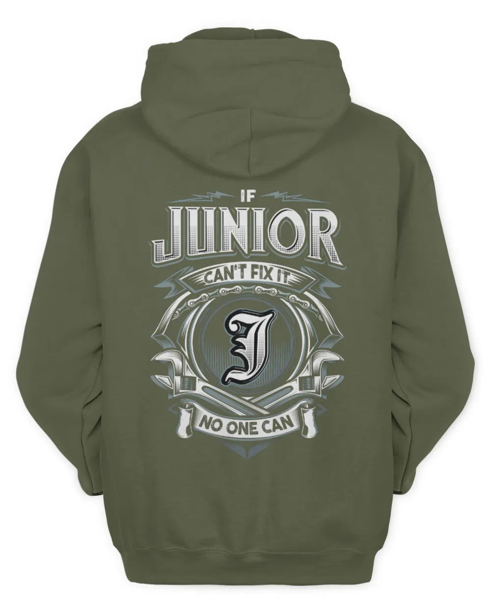 JUNIOR AP81-K4-626 - Personalized Ahmed Quote Apparel “If Ahmed Can't Fix It, No One Can” - Unisex Hoodie - Military Green