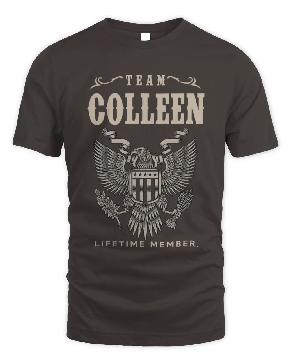 COLLEEN TP06-K82 – Personalized Classic Style Apparel “Team NAME Lifetime Member” - Unisex Standard T-Shirt - Dark Chocolate