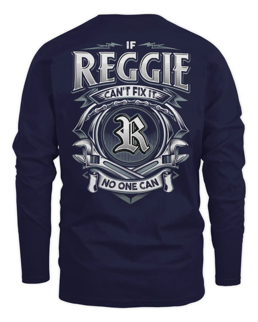 REGGIE AP81-K4-626 - Personalized Ahmed Quote Apparel “If Ahmed Can't Fix It, No One Can” - Men's Long Sleeved T-Shirt - Navy