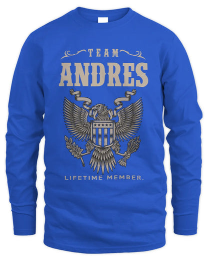 ANDRES TP06-K82 – Personalized Classic Style Apparel “Team NAME Lifetime Member” - Men's Long Sleeved T-Shirt - Royal