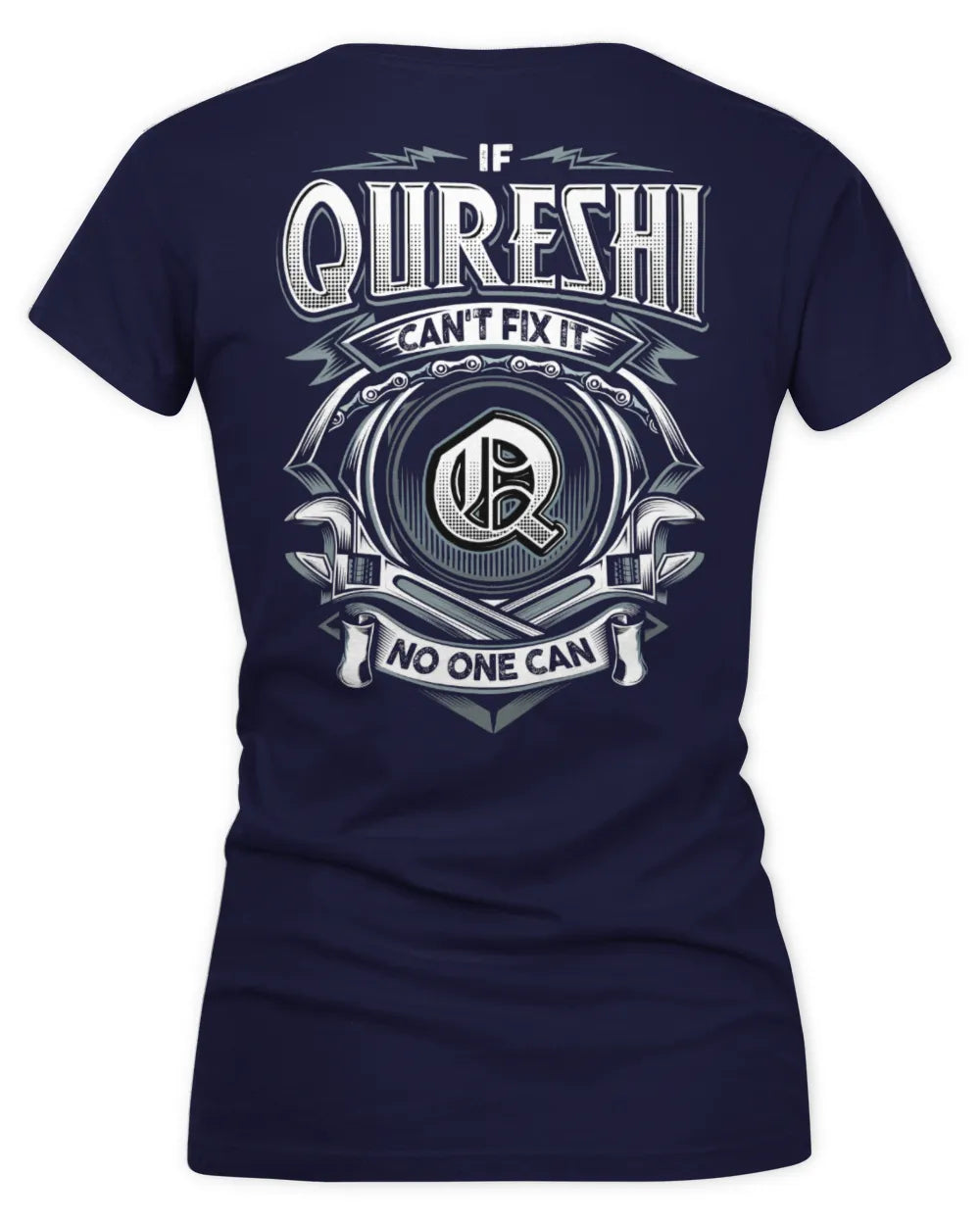 QURESHI AP81-K4-626 - Personalized Ahmed Quote Apparel “If Ahmed Can't Fix It, No One Can” - Women's V-Neck T-Shirt - Navy