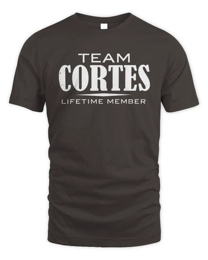 CORTES BL62-K4-128 - Personalized “Team NAME Lifetime Member” - Unisex Standard T-Shirt - Dark Chocolate