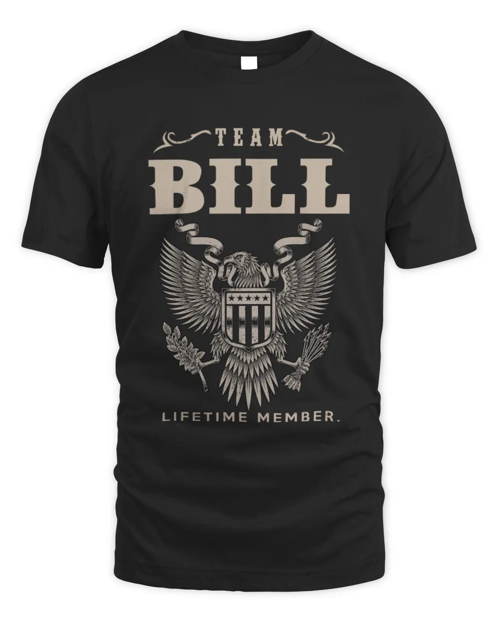 BILL TP06-K82 – Personalized Classic Style Apparel “Team NAME Lifetime Member” - Unisex Standard T-Shirt - Black