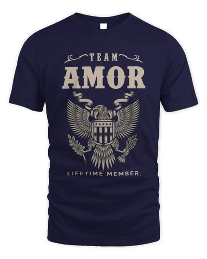 AMOR TP06-K82 – Personalized Classic Style Apparel “Team NAME Lifetime Member” - Unisex Standard T-Shirt - Navy