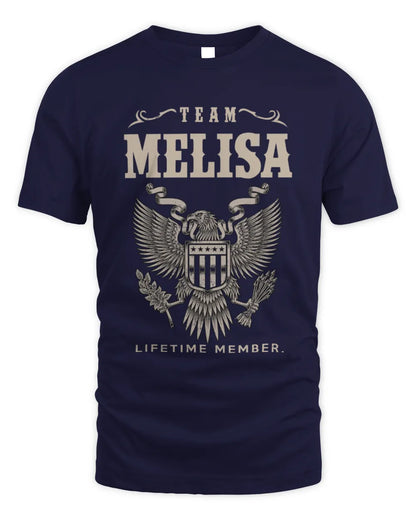 MELISA TP06-K82 – Personalized Classic Style Apparel “Team NAME Lifetime Member” - Unisex Standard T-Shirt - Navy