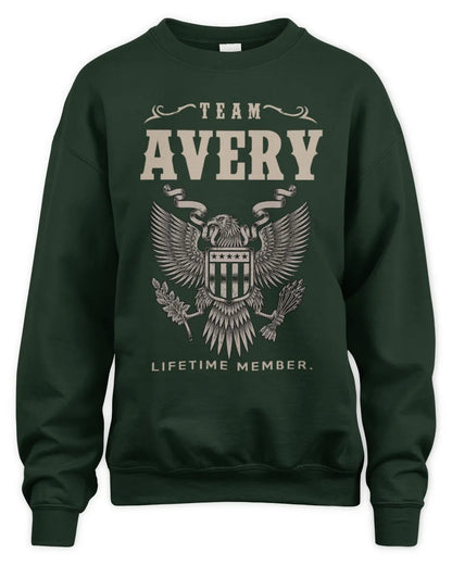 AVERY TP06-K82 – Personalized Classic Style Apparel “Team NAME Lifetime Member” - Unisex Sweatshirt - Forest Green