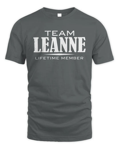 LEANNE BL62-K4-128 - Personalized “Team NAME Lifetime Member” - Unisex Standard T-Shirt - Charcoal
