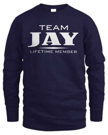 JAY BL62-K4-128 - Personalized “Team NAME Lifetime Member” - Men's Long Sleeved T-Shirt - Navy