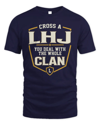 LHJ NT1-K008 Cross A/An NAME, You Deal With the Whole Clan | Personalized Vintage T-Shirt - Unisex Standard T-Shirt - Navy