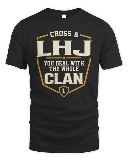 LHJ NT1-K008 Cross A/An NAME, You Deal With the Whole Clan | Personalized Vintage T-Shirt - Unisex Standard T-Shirt - Black
