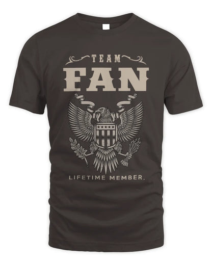 FAN TP06-K82 – Personalized Classic Style Apparel “Team NAME Lifetime Member” - Unisex Standard T-Shirt - Dark Chocolate