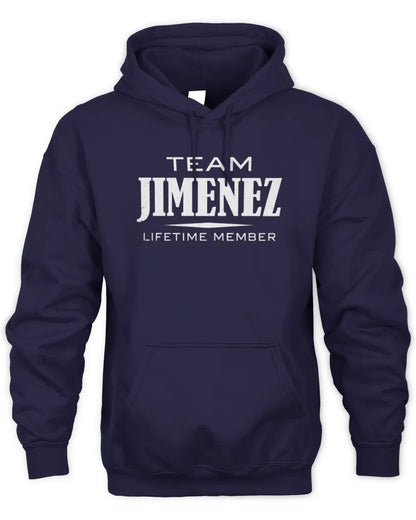 JIMENEZ BL62-K4-128 - Personalized “Team NAME Lifetime Member” - Unisex Hoodie - Navy