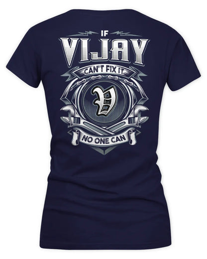 VIJAY AP81-K4-626 - Personalized Ahmed Quote Apparel “If Ahmed Can't Fix It, No One Can” - Women's V-Neck T-Shirt - Navy