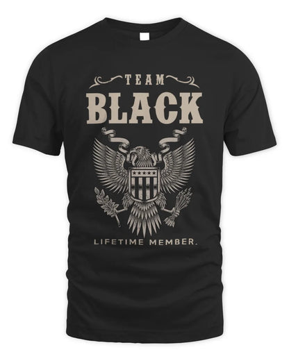 BLACK TP06-K82 – Personalized Classic Style Apparel “Team NAME Lifetime Member” - Unisex Standard T-Shirt - Black