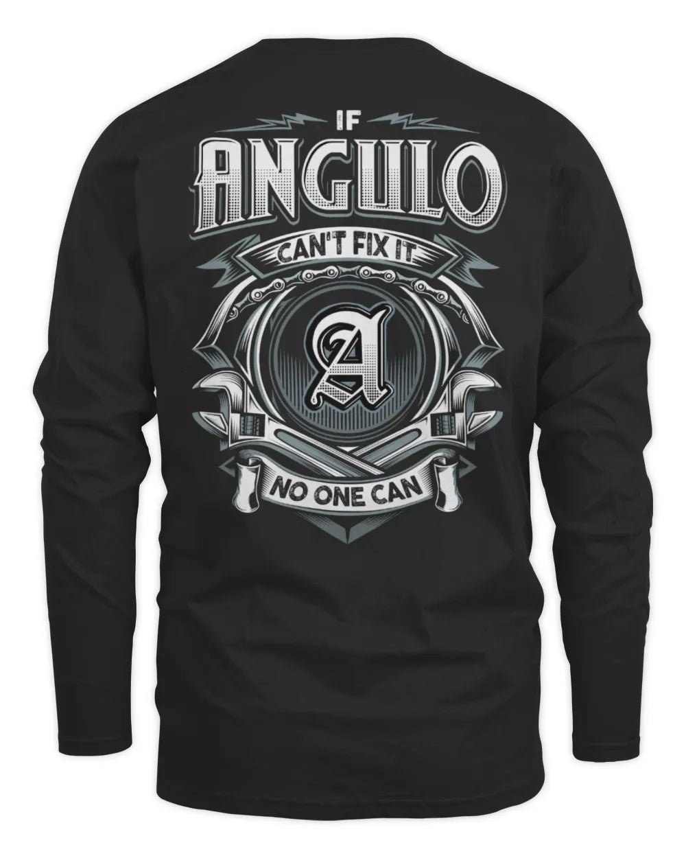 ANGULO AP81-K4-626 - Personalized Ahmed Quote Apparel “If Ahmed Can't Fix It, No One Can” - Men's Long Sleeved T-Shirt - Black
