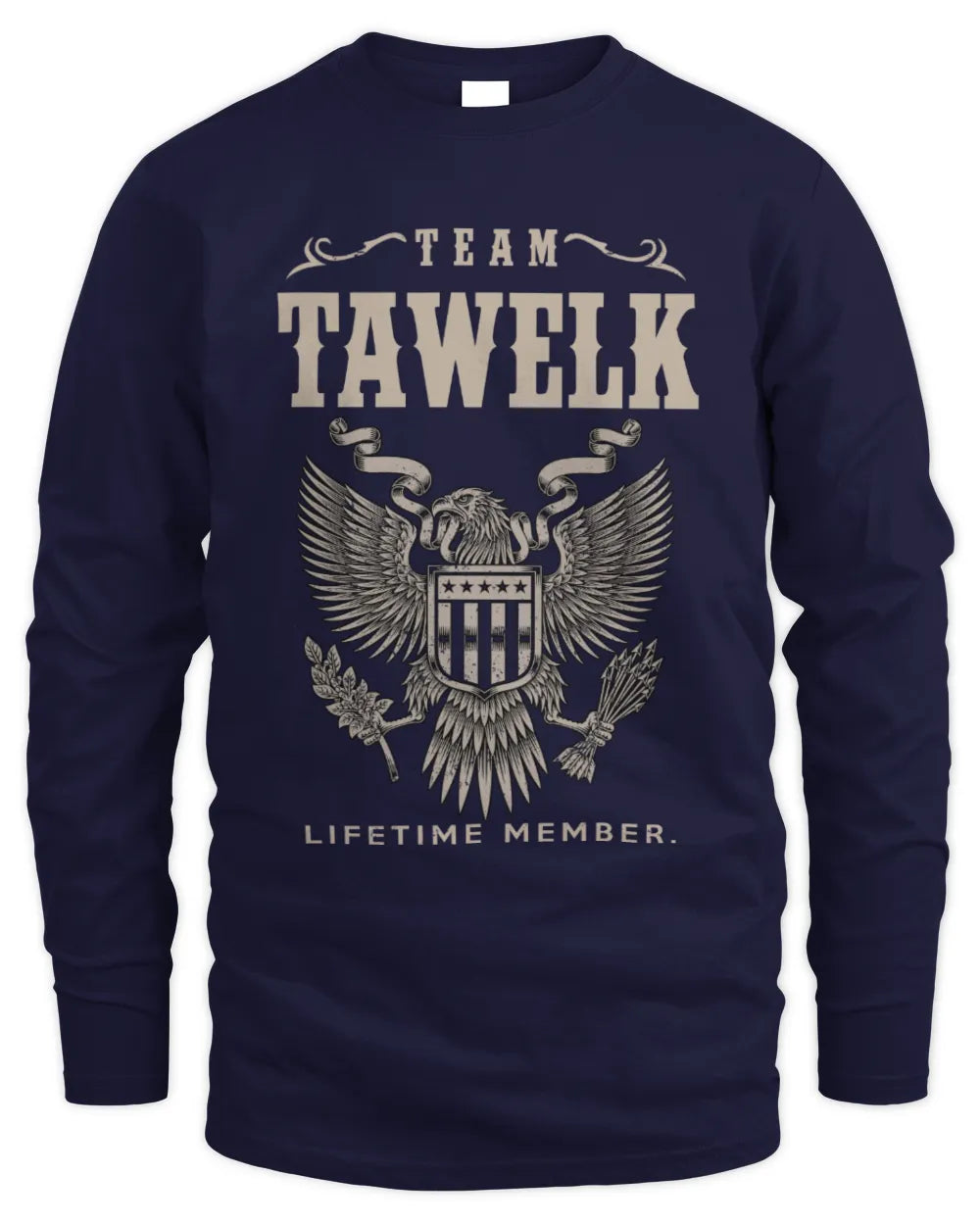 TAWELK TP06-K82 – Personalized Classic Style Apparel “Team NAME Lifetime Member” - Men's Long Sleeved T-Shirt - Navy