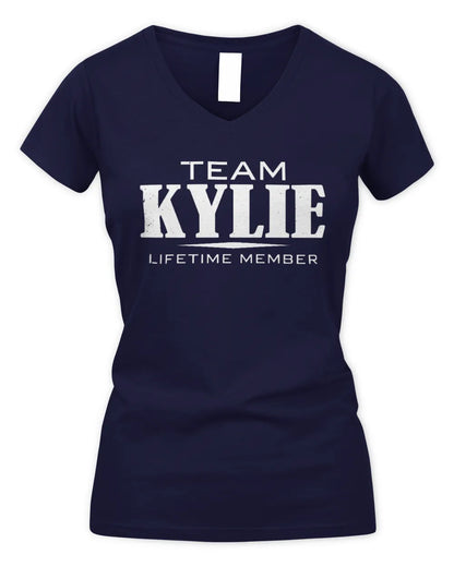 KYLIE BL62-K4-128 - Personalized “Team NAME Lifetime Member” - Women's V-Neck T-Shirt - Navy