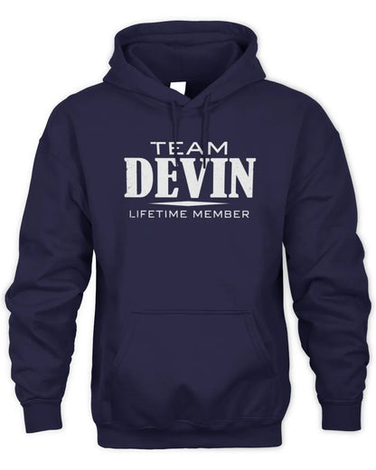 DEVIN BL62-K4-128 - Personalized “Team NAME Lifetime Member” - Unisex Hoodie - Navy