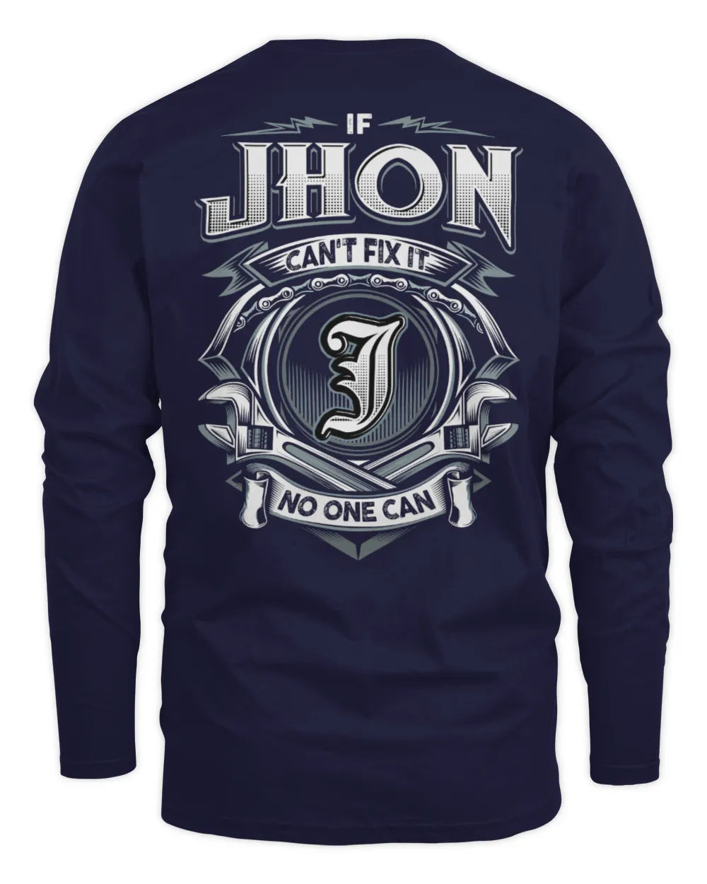 JHON AP81-K4-626 - Personalized Ahmed Quote Apparel “If Ahmed Can't Fix It, No One Can” - Men's Long Sleeved T-Shirt - Navy