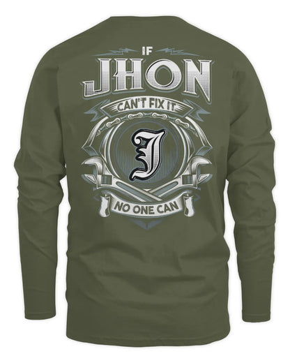 JHON AP81-K4-626 - Personalized Ahmed Quote Apparel “If Ahmed Can't Fix It, No One Can” - Men's Long Sleeved T-Shirt - Military Green