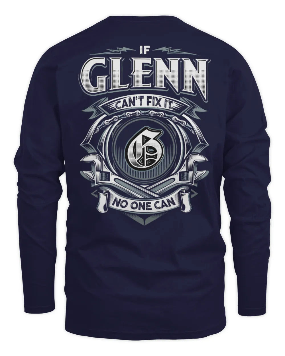 GLENN AP81-K4-626 - Personalized Ahmed Quote Apparel “If Ahmed Can't Fix It, No One Can” - Men's Long Sleeved T-Shirt - Navy