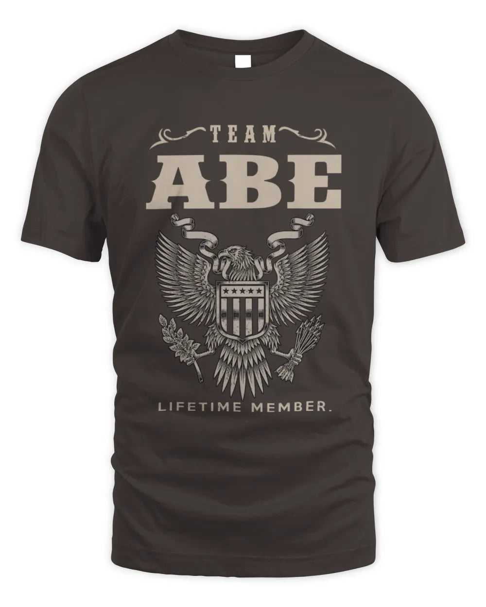 ABE TP06-K82 – Personalized Classic Style Apparel “Team NAME Lifetime Member” - Unisex Standard T-Shirt - Dark Chocolate