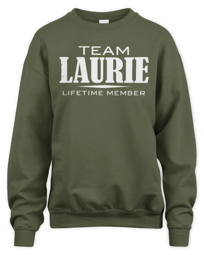 LAURIE BL62-K4-128 - Personalized “Team NAME Lifetime Member” - Unisex Sweatshirt - Military Green