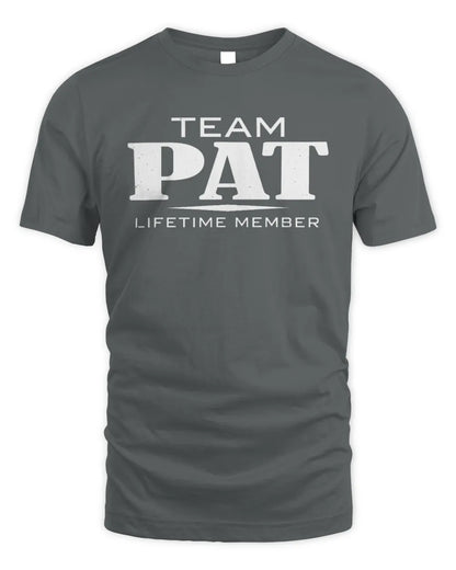 PAT BL62-K4-128 - Personalized “Team NAME Lifetime Member” - Unisex Standard T-Shirt - Charcoal