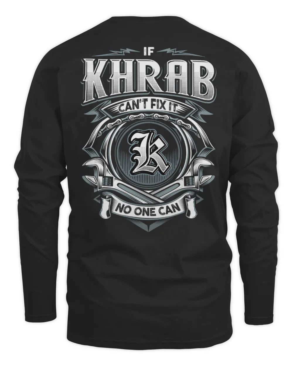 KHRAB AP81-K4-626 - Personalized Ahmed Quote Apparel “If Ahmed Can't Fix It, No One Can” - Men's Long Sleeved T-Shirt - Black